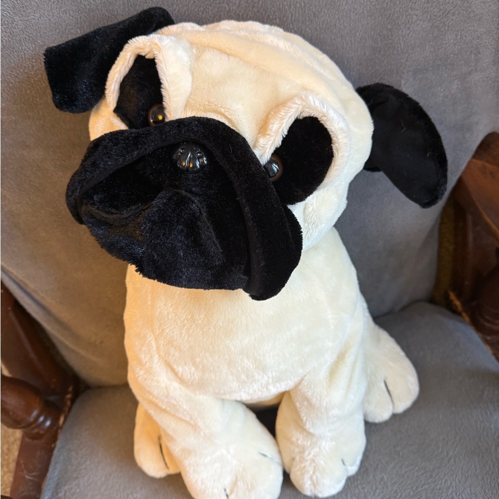 Charming Cream and Black Plush Pug Toy